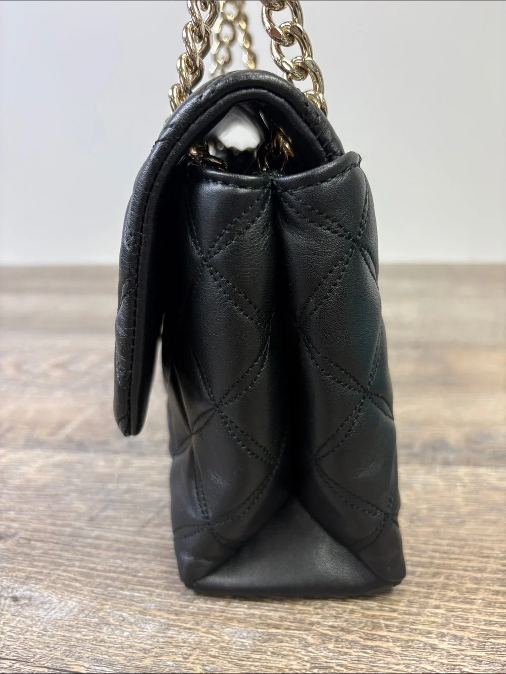 Kate Spade New York Black Quilted Leather Gold Chain Shoulder Bag
